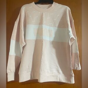 Puma Women's Soft Pink and Cream Crew Neck Sweater